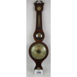 A 19th Century mahogany cased wheel barometer with silvered dial. Height 96cm. Condition report: