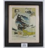 An original framed film poster for the French release of John Buchan's The 39 steps, 1978. 64cm x