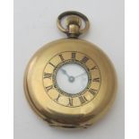 A Waltham 1/2 Hunter pocket watch with blue enamelled numeral. Condition report: Slight surface