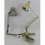 A vintage Herbert Terry Anglepoise lamp finished in cream and a Femo TYP A9 angle poise workshop
