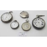 A collection of four silver cased pocket watches, one 'Acme Lever' H Samuel, Manchester and a