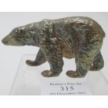 A silver model of a polar bear, approx 4" x 2", approx weight 7 troy oz/222 grams, London 2013.