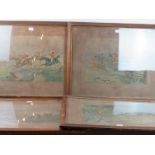 A set of 4 antique Hunting prints engraved by Hunt after Alken, "The Fox Chase", matching frames.