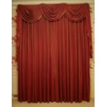 A good quality pair of red Regency striped curtains, fully lined with triple festoon pelmet. Each