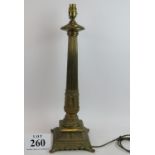 A gilt brass classical column table lamp with acanthus leaf decoration. Height 55cm. Condition