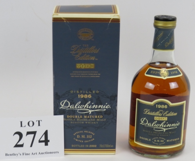 One bottle of Dalwhinnie Distiller's Edition single highland malt whisky 1986, bottled 2002, 70cl,