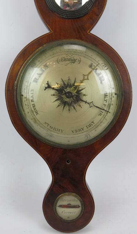 A 19th Century mahogany cased wheel barometer with silvered dial. Height 96cm. Condition report: - Image 2 of 6