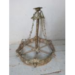 A vintage gilt metal basket light fitting, decorated with swags & bows in the Neo-classical taste
