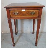 A good quality burr walnut & mahogany lamp table in the Georgian taste, with quarter veneered &