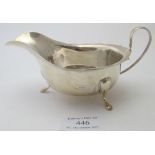 A silver sauce boat with wavy edge & pad feet, Sheffield 1932, approx weight 3.2 troy oz/100