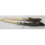 A silver mounted ivory page turner/paper knife with hoof handle, Chester 1899, Samson Morden, and