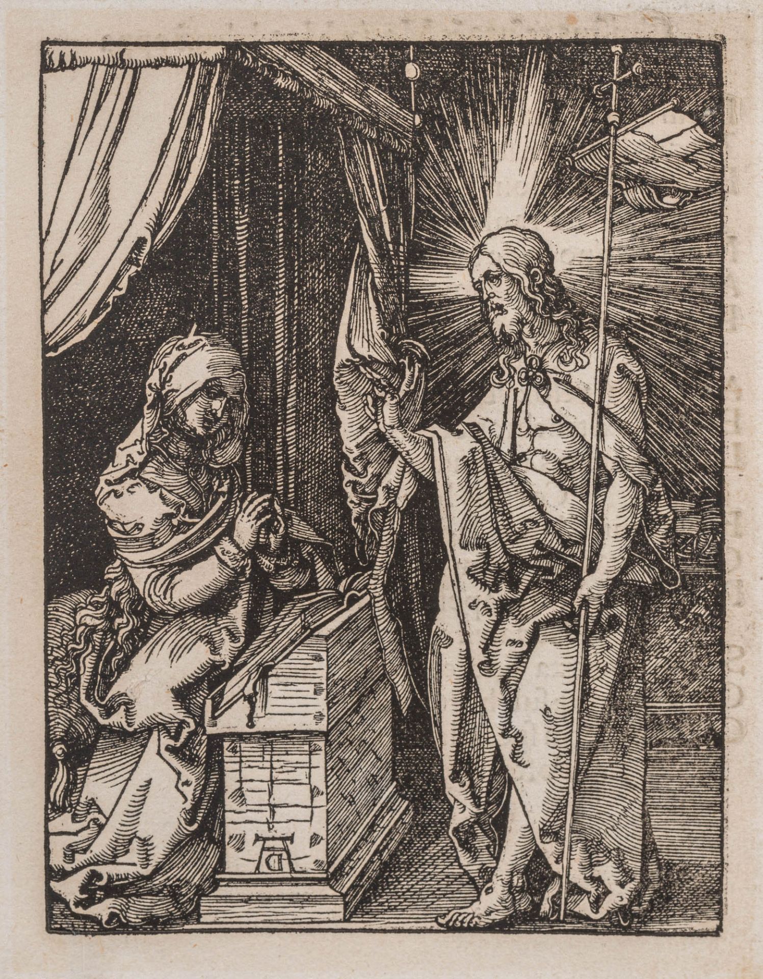 Albrecht Dürer 1471–1528 Christus erscheint seiner Mutter Holzschnitt unten links im Stock