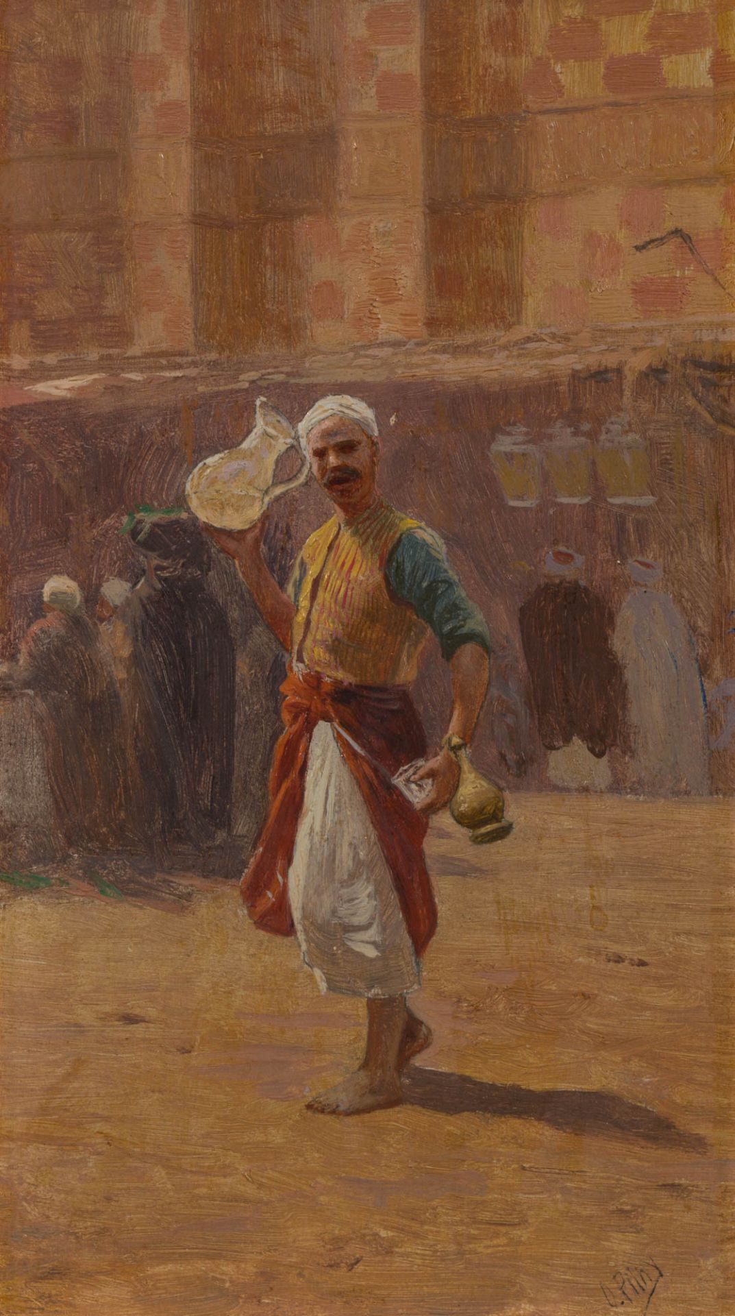 Otto Pilny 1866–1936 Paar orientalischer Szenen (Pferdeführer und Wasserverkäufer) Öl auf Holz je - Image 2 of 2