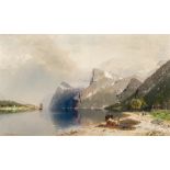 Georg Anton Rasmussen 1842–1914 Figurengruppe am Fjord 1894 Öl auf Leinwand unten links signiert und