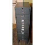 A TALL NARROW SET OF SLENDER FILING DRAWERS (locked!!)