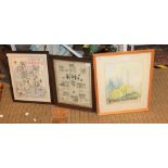 A SELECTION OF DECORATIVE PICTURES & NEEDLEWORKS