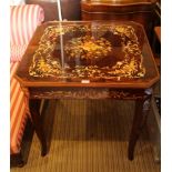 AN ITALIAN MADE FANCY DECORATED SQUARE TOPPED GAMING TABLE with roulette wheel