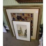 A LARGE DECORATIVE PRINT OF VENICE in gallery mount and frame together with a Tatton Winter coloured