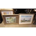 FOUR ORIGINAL ARTWORKS, to include watercolours by 'Nick Grant' and a pastel landscape by 'Elizabeth