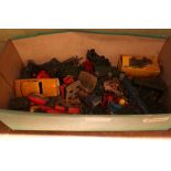 A SHOE BOX OF COLLECTOR'S DIE-CAST VEHICLES to include military examples