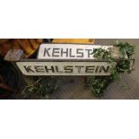 TWO PAINTED CAST METAL SIGNS bearing the legend 'Kehlstein'