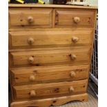 A MODERN PINE TALL CHEST OF SIX DRAWERS