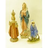 A GOEBEL POTTERY FIGURE, "Flight into Egypt", 18cm high, together with a CAPO-DI-MONTE FIGURINE "