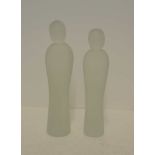 TEGAN EMPSON TWO HAND MADE GLASS ADULT SENTINELS both with traditional frosted finish, each signed