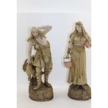 A PAIR OF AUSTRIAN CERAMIC FIGURES by Ernst Wahlis, "Turn Wein", modelled as a Celtic hunter and