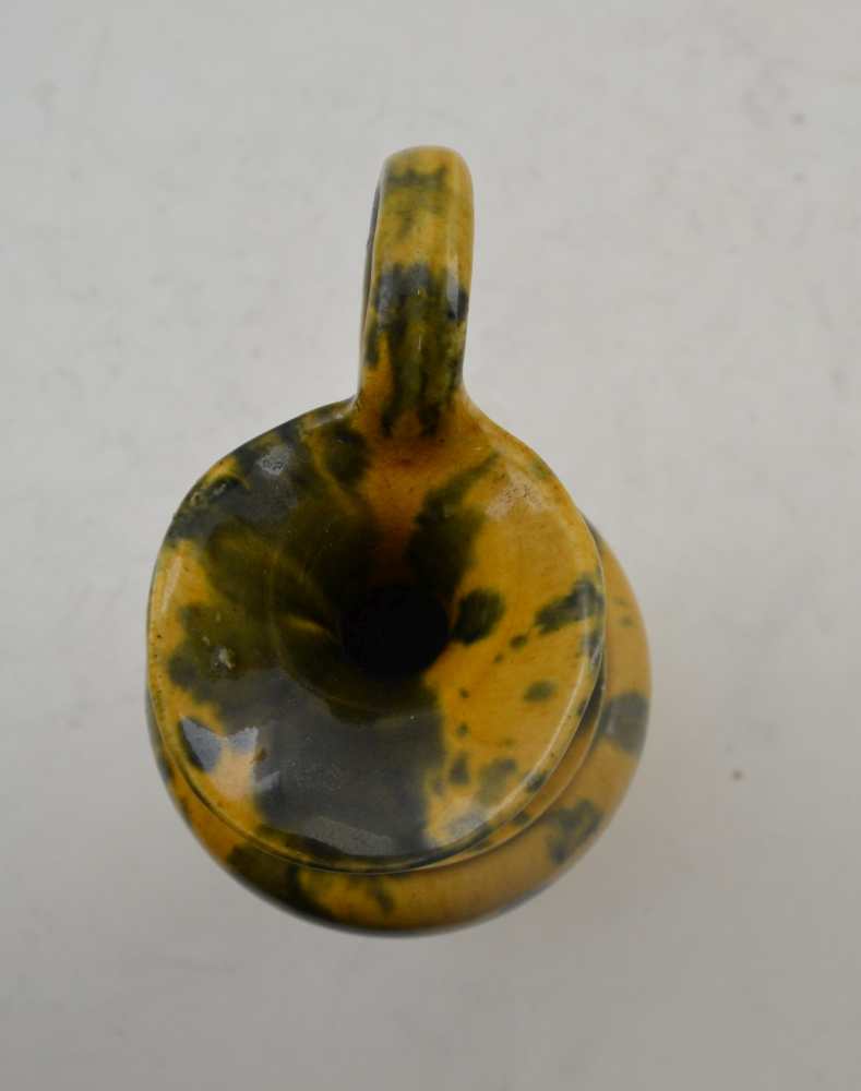 DUNMORE POTTERY A 19th Century Scottish 'Art Pottery' ewer, in egg and spinach glaze, 17cm high, - Image 3 of 4