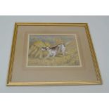 H. HARDY A 19th century Watercolour, depicting a hound in a hay field, 19cm x 26cm, signed, dated