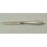 HARRISON BROTHERS & HOWSON A SILVER LETTER OPENER, the handle inset blue guilloche enamel panel,