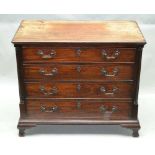 A GEORGE III MAHOGANY DRESSING CHEST, the top drawer fitted six small lidded compartments over three