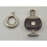 A SILVER SCENT BOTTLE PENDANT of circular 'moon' form, with pendant mounting ring, together with A