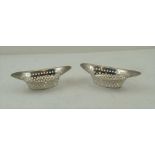 ATKIN BROTHERS A PAIR OF VICTORIAN SILVER BON-BON DISHES of pierced boat form, Sheffield 1895,