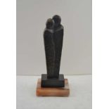 J.K.C. A LIMITED EDITION CAST BRONZE FIGURAL SCULPTURE OF A COUPLE, on rectangular plinth base,