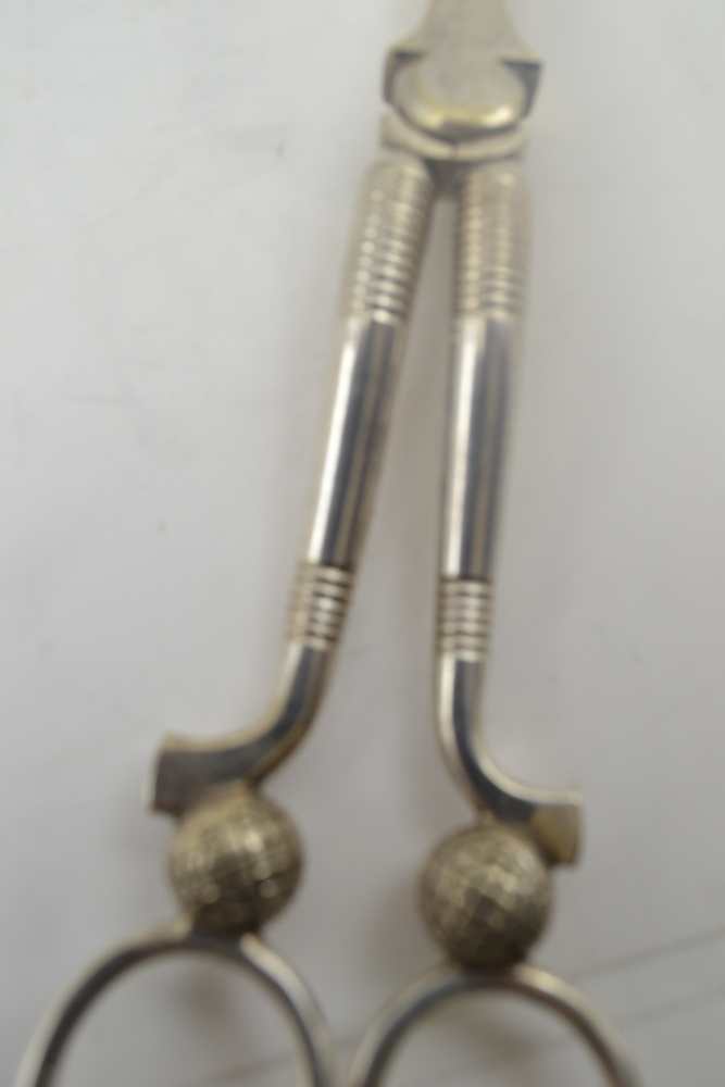 A PAIR OF NOVELTY GRAPE SCISSORS, with golf club and ball modelled handles, a pair of claw cast - Image 4 of 6