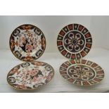 A PAIR OF ROYAL CROWN DERBY IMARI PATTERN DINNER PLATES, No. 1128, 27cm in diameter, together with a
