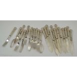 GARRARD & CO. LTD A SET OF SILVER BLADED FISH KNIVES & FORKS FOR TWELVE, kings pattern handles,