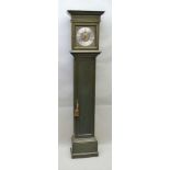 A 20TH CENTURY LONGCASE CLOCK with probable 19th century movement, the carcase stained green with