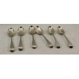 WALTER TWEEDIE A SET OF SIX GEORGE IV SILVER TABLE / SOUP SPOONS, old English handles, bright cut