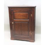 A LARGE PROPORTIONED 19TH CENTURY OAK CORNER CUPBOARD, with plain panelled single door opening to