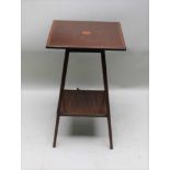 A FIRST QUARTER 20TH CENTURY MAHOGANY SQUARE TOPPED OCCASIONAL TABLE, with decorative crossbanding