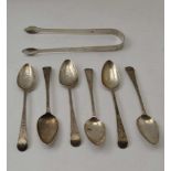 PETER & ANN BATEMAN, A SET OF SIX BRIGHT CUT SILVER TEASPOONS, London 1798, together with a pair