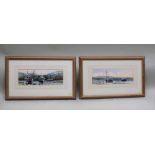 20TH CENTURY BRITISH SCHOOL 'Beached boats in the Harbour & Estuary', a pair of watercolour