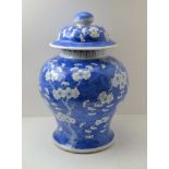 A 19TH CENTURY LARGE SIZED CHINESE BALUSTER VASE hand painted in prunus and cracked ice, having a