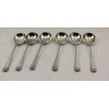 ELKINGTON & CO. A SET OF SIX EARLY 20TH CENTURY SILVER SOUP SPOONS, Birmingham 1913, combined