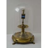 A GOTHIC DESIGN CHASED GILT BRONZE RELIQUARY HOLDER with winged cherub finial lid, the base inlaid