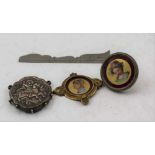 A RUSSIAN RELIQUARY EMBOSSED PANEL GEORGE & DRAGON, 6cm x 5cm, together with two decorative