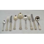 A 'MAPPIN & WEBB' MAPPIN PLATE SET OF KINGS PATTERN PLATED CUTLERY comprising; 12 dinner forks, 12